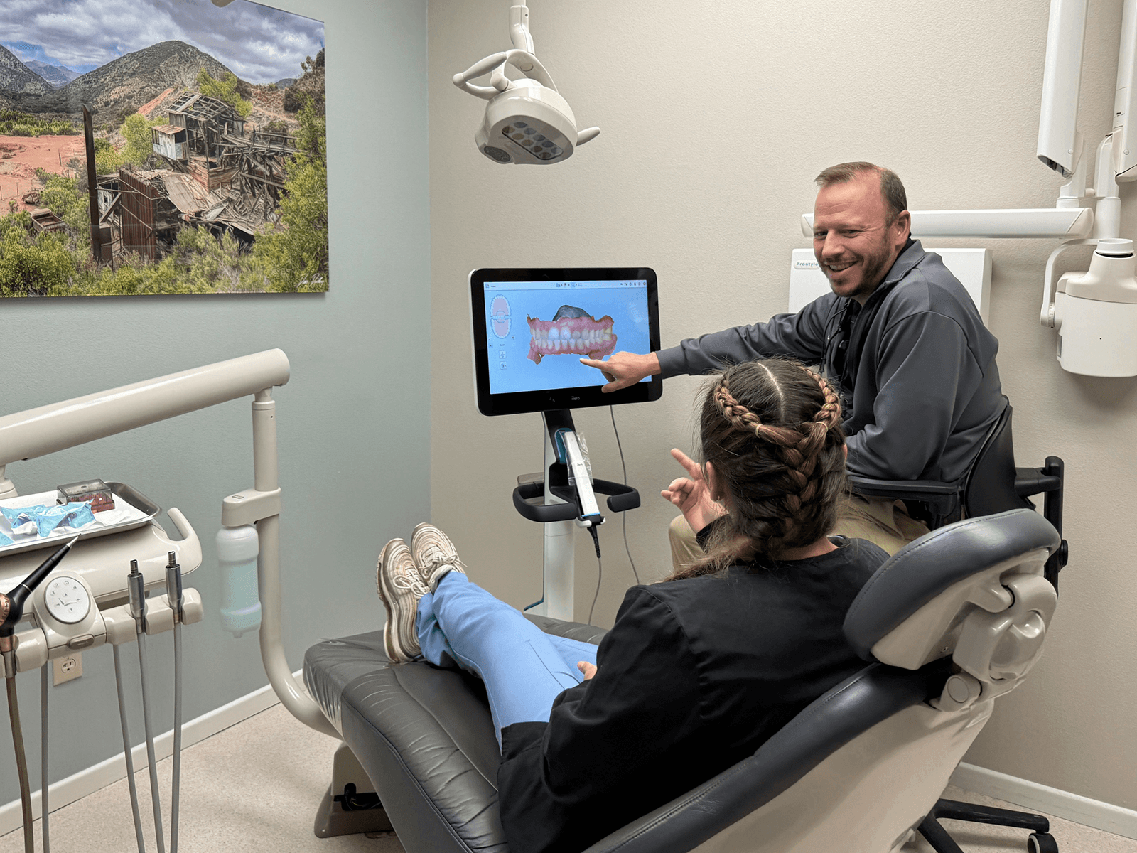Patient learning about a same-day dental crown in Lompoc